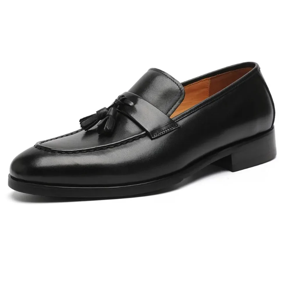 NWOT Austin Reed Men's 43 US 9.5/10 Black Leather Tasseled Penny Loafer